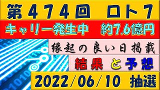 第474回 ロト7予想　2022年6月10日抽選