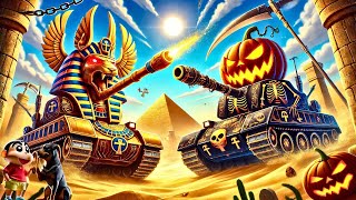 ANUBIS GOD TANK vs LEGENDARY PUMPKIN HEAD TANK With SHINCHAN CHOP and FRANKLIN