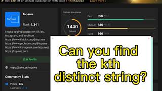 Kth Distinct String in Array - Leetcode 2053 - Python #leetcode