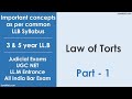 Law of Torts - Part 1 - LLB syllabus 3 & 5 year - Lecture, Revision, Notes