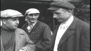 Workers drill to get coal at a mine in Tkibuli, Georgian Soviet Socialist Republi   HD Stock Footage