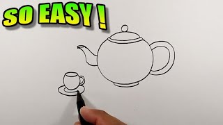 How to draw a teapot and teacup easy | Simple Drawing