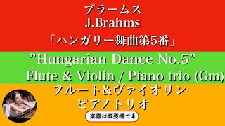 【ハンガリー舞曲第5番】フルート\u0026ヴァイオリン| ピアノトリオ楽譜 | Hungarian Dance No.5 | sheetmusic | Flute \u0026 Violin | Piano trio