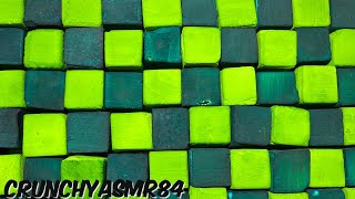 Dyed Lime Green \u0026 Dark Green Chalk Cube Crush | Oddly Satisfying | ASMR | Sleep Aid