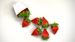 DIY PAPER  STRAWBERRY / Paper Crafts For School / Paper Craft / Easy Origami / paper Strawberry 3D