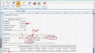 Excel Walkthrough 4 - Reading Regression Output