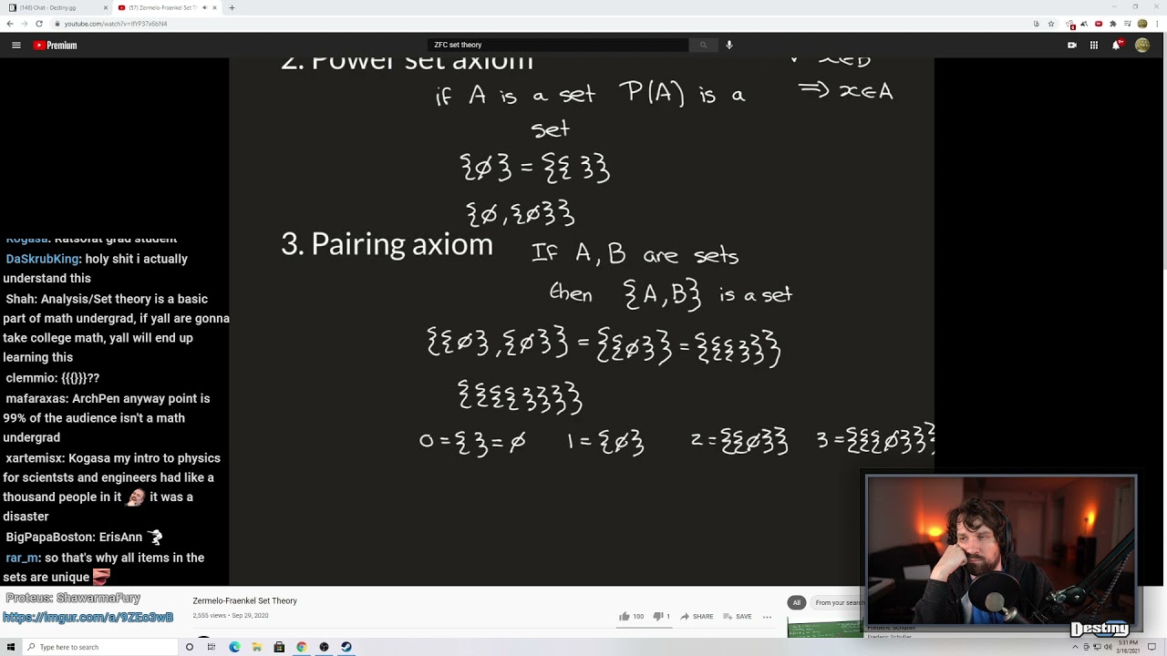 Destiny Learns About Zermelo-Fraenkel Set Theory - YouTube