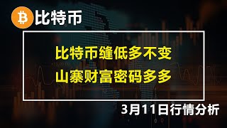 2024.3.11比特币行情分析 比特币缝低多不变，山寨财富密码多多