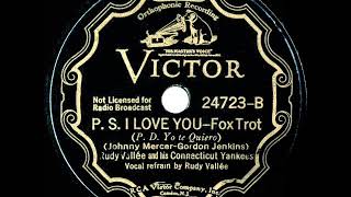 1934 HITS ARCHIVE: P.S. I Love You - Rudy Vallee (1st recording of the song)