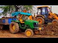 jcb 3dx backhoe maschine fully loading mud in mahindra tractor jcb miti khudai jcb jcbvideo