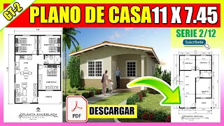 ✅Modelo de plano de casa bonita para construir / Diseño de Casa 11 X 7 Metros / 4 Fachadas de Casas