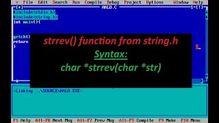 c program to reverse a string using strrev() function/standard library string functions