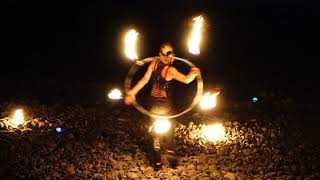 Fire dancing girl on a Canary Island beach [4k] - Sony RX100 V