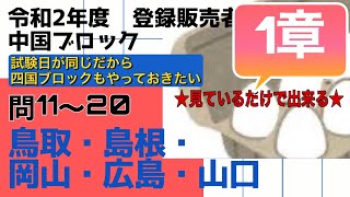 登録販売者【中国ブロック　1章】令和２年過去問解説 問11〜問20 鳥取、島根、岡山、広島、山口（四国ブロック受験者もやっておこう！）