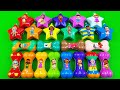 Rainbow SLIME: Looking Pinkfong, Cocomelon, Numberblocks, Alphablocks Star, Bones Coloring! ASMR