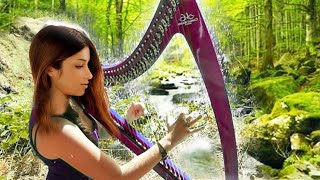 Harpe relaxante et joli ruisseau, chants d'oiseaux, musique zen relaxation, nature, paix, méditation
