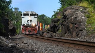 ROCK CUT! CP 7022 Leads HOTSHOT Intermodal -- Chase from Parry Sound, ON