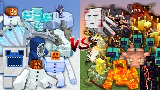 ICE BOSSES vs FIRE BOSSES in Minecraft Mob Battle