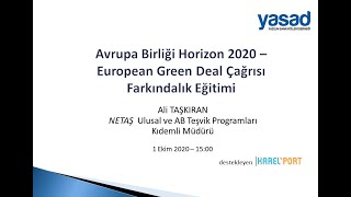 AB Horizon 2020 – European Green Deal Çağrısı Farkındalık Eğitimi_1 Ekim 2020