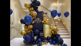Decoraciones para fiestas con globos de feliz cumpleaños, azul Klein, dorado