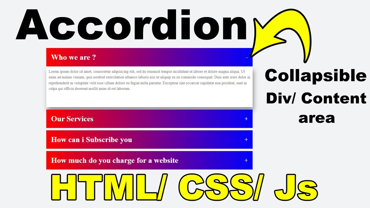 How To Make Accordion Design Using HTML And CSS Step By Step, How To ...