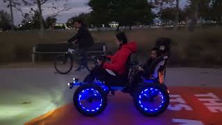 Joyce taking the Rig on a night ride at Great Park in Irvine. #notawheelchair #therig