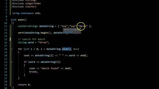 C++ Vector Sort and search for match