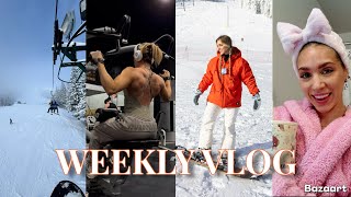 Weekly Vlog - Learning to snow board, Back workout, Get ready with me