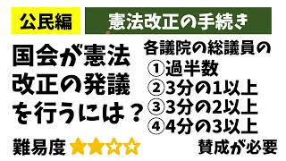 中学社会・公民「憲法改正」憲法改正の発議を行うには？