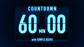 60 Minutes Countdown Timer 🔵 Flip Clock with Simple Beeps