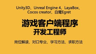 游戏客户端程序开发常见岗位的解读与各岗位的学习方法、求职技巧