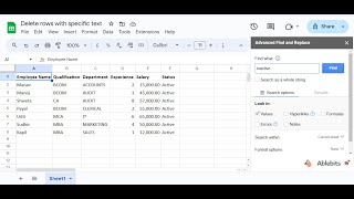 Delete rows with specific text without sorting in Google Sheets