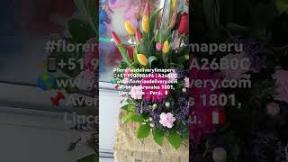 #Canasta con #tulipanes #rosas #gerberas #claveles para #cumpleaños #aniversarios | Lince Lima Peru