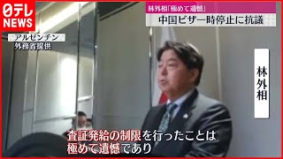 【林外相】中国のビザ発給手続き一時停止に抗議