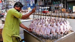 Pakistani Street Food - FULL CHICKEN ROAST and WHOLE FRIED CHICKEN Karachi Pakistan