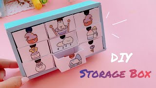 DIY Mini Desktop Drawer Cosmetics Jewelry Storage Box | How to make Paper Cabinet #diy