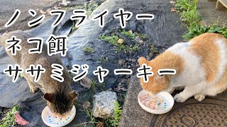 ノンフライヤーで猫の餌作り　ササミジャーキー