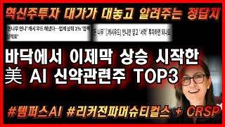 [미국주식]💯바닥에서 이제 막 상승 시작하는 美 AI 신약관련주 TOP3 템퍼스AI 리커전파머슈티컬스 크리스퍼테라퓨틱스 텔러닥헬스 사운드하운드AI 팔란티어 서브로보틱스