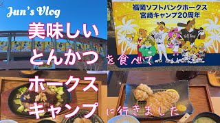 【宮崎Vlog】美味しいとんかつを食べてホークスキャンプに行きました