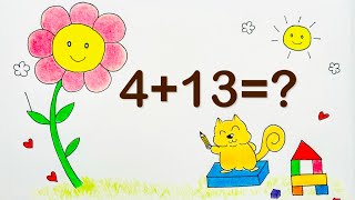 五分鐘國小加法:Ten Frame \u0026 Fact Triangle 4+13=17 🐿️和大花一起來學數學吧!🌼​⁠@squirrelandflower