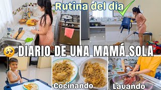 MAMÁ SOLA 👩‍👦 RUTINA DE LIMPIEZA 🧼🫧 PREPARANDO COMIDA 🍜 lavando ropa 🧺 limpieza en el baño 🪣