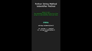 isidentifier Method - String Method Python