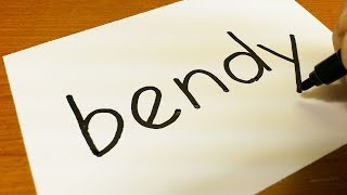 How to turn words BENDY into a Cartoon  -  Drawing doodle art on paper