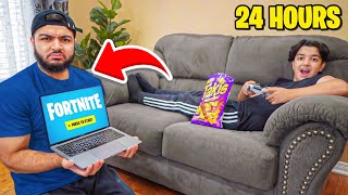 Being Little Brothers Personal Assistant For 24 Hours While He Plays FORTNITE!