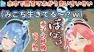 水中で喋るマネが凄いすいせいとただの溺れる赤子なみこ【星街すいせい/さくらみこ/みこめっと/ホロライブ切り抜き】