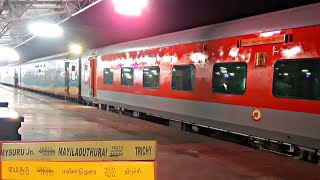 First Run Of Mayiladuthurai - Mysore (Thanjavur) Express With LHB Rake || 16231 || Erode WAP-4 || 4K