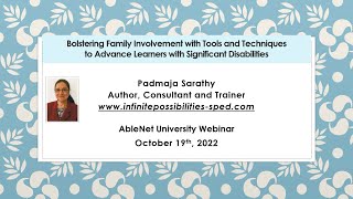 Bolstering Family Involvement w/ Tools \u0026 Techniques to Advance Learners w/ Significant Disabilities