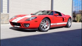 2006 Ford GT in Red with White Stripes \u0026 Ride \u0026 Engine Sound on My Car Story with Lou Costabile