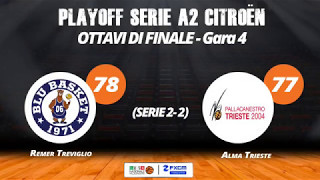 Ottavi, gara 4-Remer Treviglio-Alma Trieste 78-77