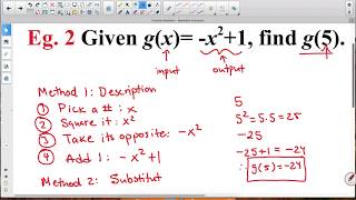 Function Notation Quadratic Functions I